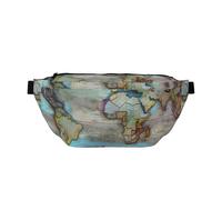 Sac banane à bandoulière avec carte du monde de dessin animé. Grande capacité, imperméable et résistant à la poussière, fermeture éclair sécurisée, adapté pour les voyages et les activités de plein