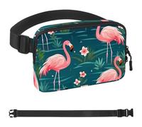 Sac banane à bandoulière Flamingo Rainforest - Cadeau pour profiter du sport, du festival, de l'entraînement, des voyages, de la course à pied - Portefeuille mains libres - Sac banane pour téléphone,