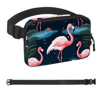 Sac banane à bandoulière Flamingo Rainforest - Cadeau pour profiter du sport, du festival, de l'entraînement, des voyages, de la course à pied - Portefeuille mains libres - Sac banane pour téléphone,
