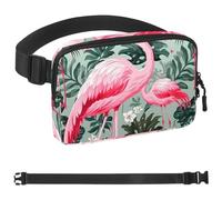 Sac banane à bandoulière Flamingo Rainforest - Cadeau pour profiter du sport, du festival, de l'entraînement, des voyages, de la course à pied - Portefeuille mains libres - Sac banane pour téléphone,