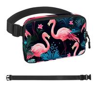 Sac banane à bandoulière Flamingo Rainforest - Cadeau pour profiter du sport, du festival, de l'entraînement, des voyages, de la course à pied - Portefeuille mains libres - Sac banane pour téléphone,