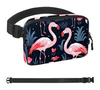 Sac banane à bandoulière Flamingo Rainforest - Cadeau pour profiter du sport, du festival, de l'entraînement, des voyages, de la course à pied - Portefeuille mains libres - Sac banane pour téléphone,