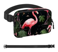 Sac banane à bandoulière Flamingo Rainforest - Cadeau pour profiter du sport, du festival, de l'entraînement, des voyages, de la course à pied - Portefeuille mains libres - Sac banane pour téléphone,