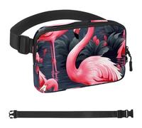 Sac banane à bandoulière Flamingo Rainforest - Cadeau pour profiter du sport, du festival, de l'entraînement, des voyages, de la course à pied - Portefeuille mains libres - Sac banane pour téléphone,