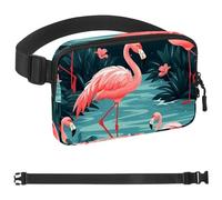 Sac banane à bandoulière Flamingo Rainforest - Cadeau pour profiter du sport, du festival, de l'entraînement, des voyages, de la course à pied - Portefeuille mains libres - Sac banane pour téléphone,