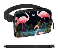Sac banane à bandoulière Flamingo Rainforest - Cadeau pour profiter du sport, du festival, de l'entraînement, des voyages, de la course à pied - Portefeuille mains libres - Sac banane pour téléphone,
