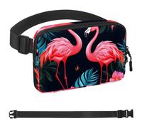 Sac banane à bandoulière Flamingo Rainforest - Cadeau pour profiter du sport, du festival, de l'entraînement, des voyages, de la course à pied - Portefeuille mains libres - Sac banane pour téléphone,