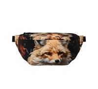 Sac banane à bandoulière Fox And Flowers. Grande capacité, imperméable et résistant à la poussière, fermeture éclair sécurisée, convient pour les voyages et les activités de plein air, noir, taille