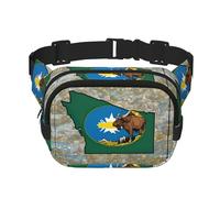 Sac banane à bandoulière imprimé drapeau du Montana abstrait Map03 pour femme, sac banane pour voyage, course à pied, noir, One Size