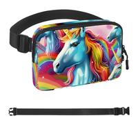 Sac banane à bandoulière licorne arc-en-ciel, cadeaux pour profiter du sport, festival, entraînement, voyage, course à pied, sac mains libres décontracté, sac banane pour téléphone, Multicolore 01.,