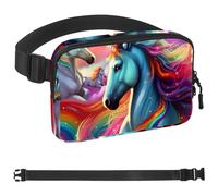 Sac banane à bandoulière licorne arc-en-ciel, cadeaux pour profiter du sport, festival, entraînement, voyage, course à pied, sac mains libres décontracté, sac banane pour téléphone, Multicolore 13.,