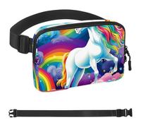 Sac banane à bandoulière motif licorne étoilée, cadeaux pour profiter du sport, festival, entraînement, voyage, course à pied, sac mains libres, sac banane pour téléphone, Multicolore 17.,
