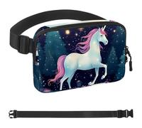 Sac banane à bandoulière motif licorne étoilée, cadeaux pour profiter du sport, festival, entraînement, voyage, course à pied, sac mains libres, sac banane pour téléphone, Multicolore 02,