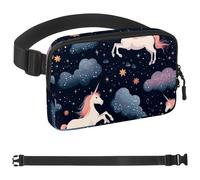 Sac banane à bandoulière motif licorne étoilée, cadeaux pour profiter du sport, festival, entraînement, voyage, course à pied, sac mains libres, sac banane pour téléphone, Multicolore 09,