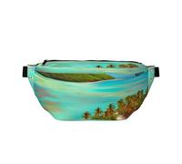 Sac banane à bandoulière paysage des Caraïbes. Grande capacité, imperméable et résistant à la poussière, fermeture éclair sécurisée, convient pour les voyages et les activités de plein air, noir