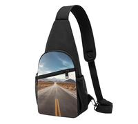 Sac banane à bandoulière pour femme - Motif empreintes de pattes de chien - Sac de poitrine en forme de cœur pour randonnée, voyage, Autoroute du paysage du désert, Taille unique