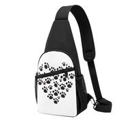 Sac banane à bandoulière pour femme - Motif empreintes de pattes de chien - Sac de poitrine en forme de cœur pour randonnée, voyage, Cœur imprimé patte de chien, Taille unique
