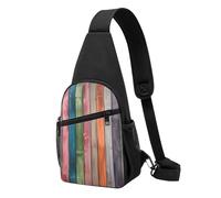 Sac banane à bandoulière pour femme, sac banane coloré en forme de cœur pour randonnée, voyage, Planche en bois colorée, Taille unique