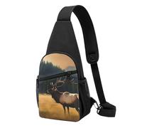 Sac banane à bandoulière pour femme, sac banane en forme d'écureuil mangeur de noix, sac de jour pour randonnée, voyage, Élan dans la prairie, Taille unique