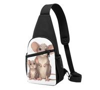 Sac banane à bandoulière pour femme, sac banane en forme d'écureuil mangeur de noix, sac de jour pour randonnée, voyage, Deux rats, Taille unique