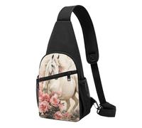 Sac banane à bandoulière pour femme, sac banane illustré, sac de poitrine pour randonnée, voyage, Image de cheval, Taille unique