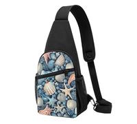 Sac banane à bandoulière pour femme, sac banane mignon éléphant aquarelle sac de poitrine sac de jour pour randonnée, voyage, Conque et étoile de mer, Taille unique