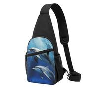 Sac banane à bandoulière pour femme, sac banane mignon en forme d'éléphant pour randonnée, voyage, Jolis dauphins., Taille unique