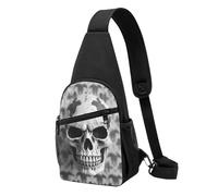 Sac banane à bandoulière pour femme - Sac banane rouge de Noël - Sac banane pour randonnée, voyage, Tête squelette monochrome, Taille unique