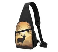 Sac banane à bandoulière pour femme, sac banane rouge et bleu, sac de poitrine pour randonnée, voyage, Œuvre d'art d'élan, Taille unique