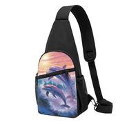 Sac banane à bandoulière pour femme, sac banane vert, bleu, violet, galaxie, sac de poitrine pour randonnée, voyage, Dauphins Art, Taille unique