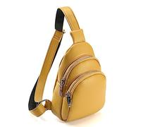 Sac banane à bandoulière pour fille et femme - Sac à main en polyuréthane de grande capacité - Pochette de sport multifonction - Sangle réglable, jaune, Beauté de masse