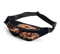 Sac banane à bandoulière pour homme et femme, beau sac banane rétro imprimé fleurs, sac banane tendance avec sangle réglable, Noir , 36*15cm