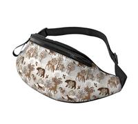 Sac banane à bandoulière pour homme et femme - Cerf, ours, renard, hibou, oiseau, arbre, sac banane de voyage pour homme et femme, Noir , Taille unique, Sacs banane