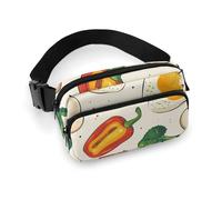 Sac banane à bandoulière pour homme et femme, champignons et œufs, sac banane de sport, grand sac banane avec sangle réglable, sac banane tendance pour entraînement, course à pied, voyage, blanc, 20 x