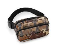 Sac banane à bandoulière pour homme et femme, collection guitare, sac banane de sport, sac banane tendance avec sangle réglable, Noir , 20x13cm
