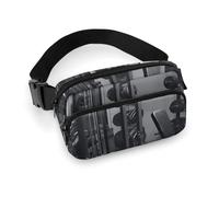 Sac banane à bandoulière pour homme et femme, équipement de gym, sac banane de sport, grand sac banane avec sangle réglable, sac banane tendance pour entraînement, course à pied, voyage, blanc, 20 x