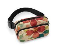 Sac banane à bandoulière pour homme et femme - Fragments floraux jaunes - Sac banane de sport avec sangle réglable - Sac banane tendance pour entraînement, course à pied, voyage, blanc, 20 x 13 cm,