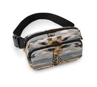 Sac banane à bandoulière pour homme et femme, girafes portant des lunettes de soleil, sac banane tendance avec sangle réglable, Noir , 20x13cm