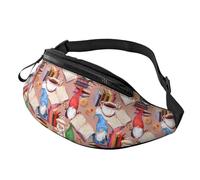 Sac banane à bandoulière pour homme et femme - Gnomes, livres, tasses à thé, sac banane de course à pied, sac banane de voyage pour homme et femme