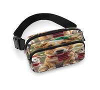 Sac banane à bandoulière pour homme et femme - Imprimé animal de Noël - Sac banane tendance avec sangle réglable, Noir , 20x13cm