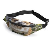 Sac banane à bandoulière pour homme et femme, imprimé bouledogue amusant, sac banane tendance avec sangle réglable, Noir , 36*15cm