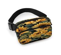 Sac banane à bandoulière pour homme et femme, imprimé tournesol, sac banane tendance avec sangle réglable, Noir , 20x13cm