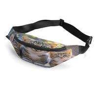 Sac banane à bandoulière pour homme et femme, motif chatons, famille, chats, sac banane tendance avec sangle réglable, Noir , 36*15cm