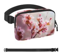 Sac banane à bandoulière pour homme et femme - Motif fleurs de cerisier rose - Pour voyage, marche, course à pied, randonnée, cyclisme, Multicolore 09, 1.5x9.0x5.9in/4x23x15cm