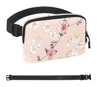 Sac banane à bandoulière pour homme et femme - Motif fleurs de cerisier rose - Pour voyage, marche, course à pied, randonnée, cyclisme, Multicolore 07, 1.5x9.0x5.9in/4x23x15cm
