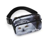 Sac banane à bandoulière pour homme et femme - Motif hibou arctique - Grand sac banane avec sangle réglable - Tendance - Pour l'entraînement, la course à pied, les voyages - Blanc - 20 x 13 cm, blanc,
