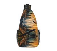 Sac banane à bandoulière pour homme et femme Motif pierres Bleu mer océan lever de soleil montagne