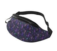 Sac banane à bandoulière pour homme et femme - Motif pieuvre, hippocampe, méduse violet