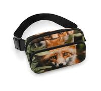 Sac banane à bandoulière pour homme et femme, motif renard derrière un arbre, sac banane de sport, grand sac banane avec sangle réglable, sac banane tendance pour entraînement, course à pied, voyage,
