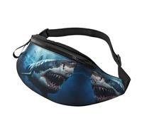 Sac banane à bandoulière pour homme et femme - Motif requin réaliste 3D - Sac banane de voyage pour homme et femme